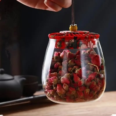 Bocale en verre hermetique - HermeticContainers™ - Rouge - Rangement créatif